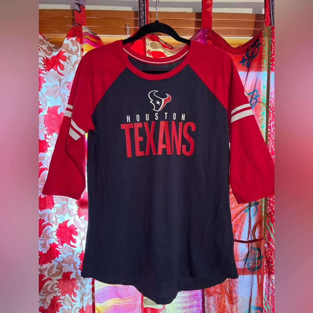 Houston Texans Nike Women's Sleeve Stripe 3/4 Sleeve Raglan Tri-Blend T-Shirt